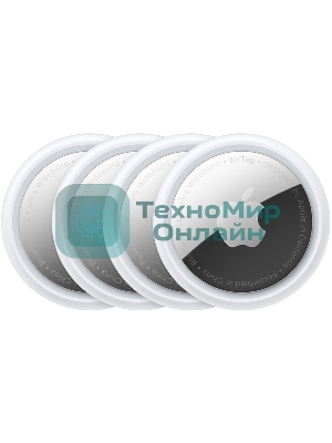 Трекер Apple AirTag, IP67, Bluetooth, NFC, Accelerometer, Speaker, CR2032 bat., d-31.9 mm, h-8 mm, 11 g - (4 Pack)