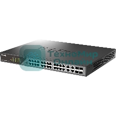 Коммутатор сетевой Smart L2 Surveillance Switch 24х1000Base-T PoE (8 PoE ports 802.3bt 90W), 4xCombo 1000Base-T PoE/SFP, PoE Budget 518W, Long-range PoE up to 250m
