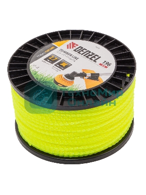 Леска для триммера Denzel витой квадрат, 2,7мм х 196м, на DIN катушке FLEX CORD