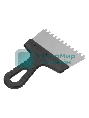 Шпатель из нержавеющей стали Сибртех 150 мм, зуб 6х6 мм, пластмассовая ручка