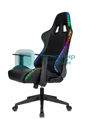 Кресло ZOMBIE GAME RGB черный, экокожа, 120 кг, подголовник, механизм качания