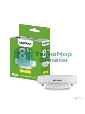 Лампа cветодиодная LED T80 IEK LL-T80-08-230-30-GX53-G таблетка 8Вт 230В 3000К GX53 GENERICA