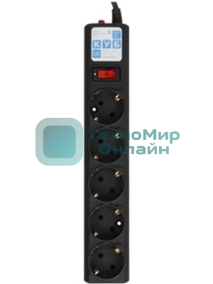 Сетевой фильтр Power Cube SPG5-В1 PC 0,5 м, 5 р, черный 10А, UPS(C14), SPG5-В1