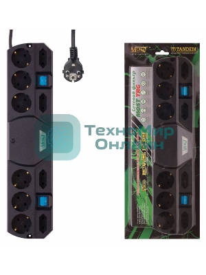 Сетевой фильтр Most TRG 2 м (10 розеток) черный, коробка