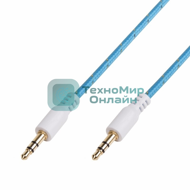 Аудиокабель AUX Rexant 3.5 мм в тканевой оплетке 1 м синий