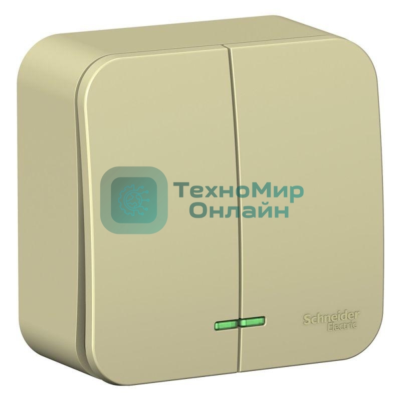 Выключатель 2-кл. ОП Blanca (сх.5) 10А 250 В изол. пласт. с подсветкой беж. SchE BLNVA105117