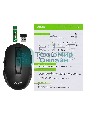 Мышь беспроводная Acer OMR060 черный, 1600 dpi, радиоканал, USB, кнопки - 6