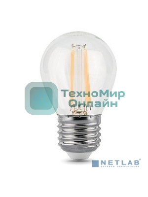Лампа светодиодная Gauss LED Filament Шар E27 7W 580lm 4100K 1/10/50