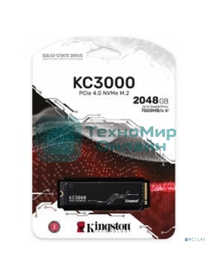 Накопитель SSD Kingston KC3000, 2Tb, PCIe 4.0 x4, M.2 2280, NVMe, R/W 7000/7000, с радиатором