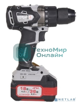 Дрель-шуруповерт аккумуляторная бесщеточная ИНТЕРСКОЛ ДА-13/36В 70 Li-ion АПИ [814.2.2.70] кейс, 2 аккум. 2,0А·ч, ЗУ