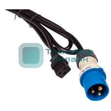 Шнур питания LANMASTER C19-I309 Male, 3х2.5, 220В, 16А, черный, 2.5 м.