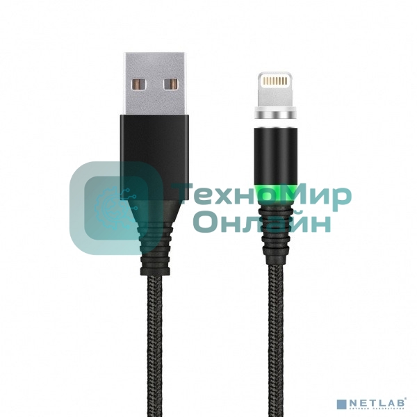 Кабель зарядки с магнитным отсоед. наконечн. 8-pin для Apple, длина 1м, до 2 А, черный (iK-510mt-2)