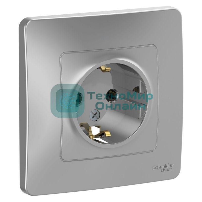 Розетка СП Blanca 16А 250В без шторок с заземл. алюм. SchE BLNRS001013