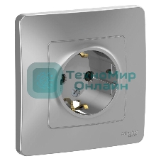 Розетка СП Blanca 16А 250В без шторок с заземл. алюм. SchE BLNRS001013