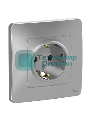 Розетка СП Blanca 16А 250В без шторок с заземл. алюм. SchE BLNRS001013