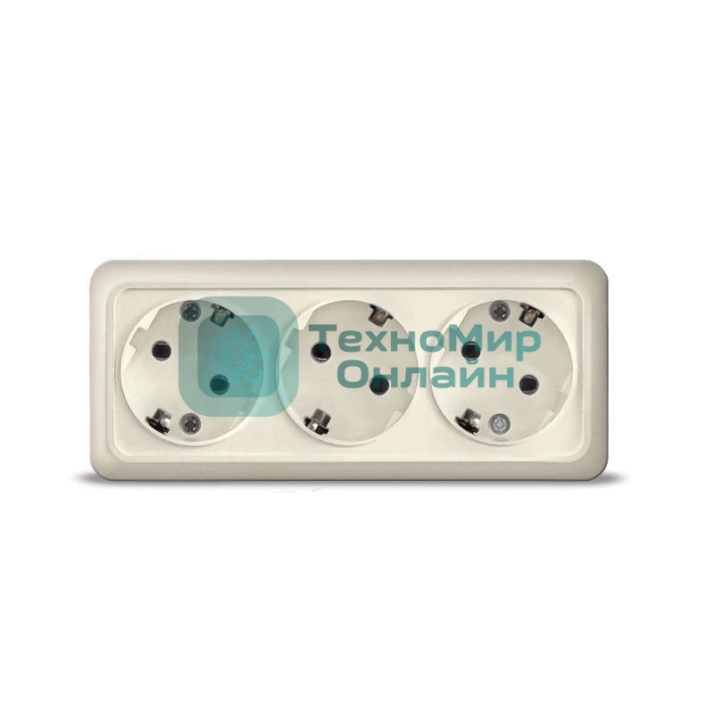 Розетка 3-м ОП Олимп с заземл. беж. UNIVersal 1167