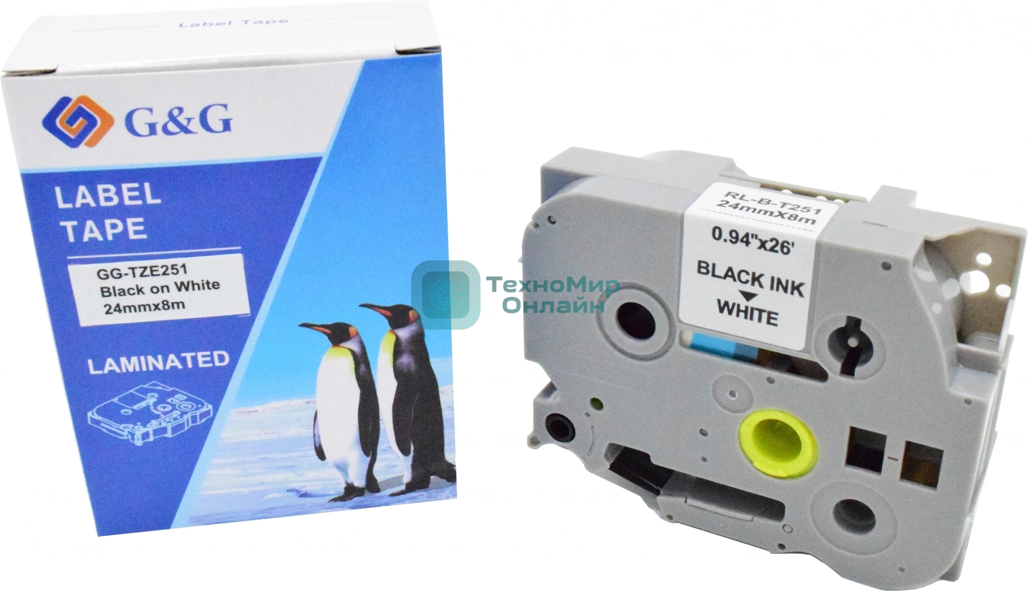 Картридж ленточный G&G GG-TZE251 черный на белом 24x8 для Brother 1010/1280/1280VP/2700VP