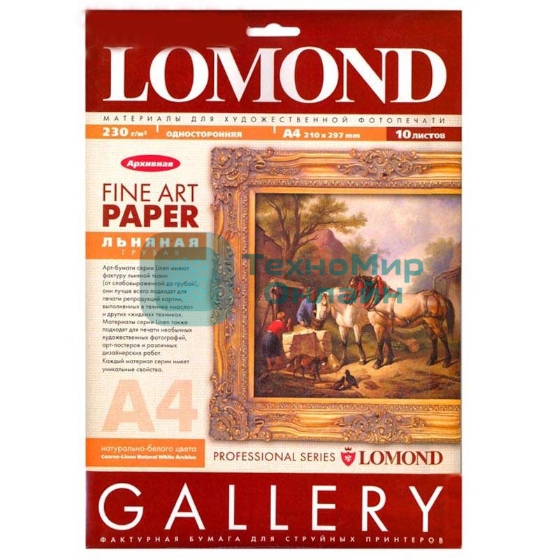 Холст Lomond Pigm Canvas P А4 10л 
