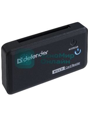 Кард-ридер Defender Optimus/черный/CF/MMC/MS/MS Duo/MS Micro M2/MS Pro/MS Pro Duo/RS-MMC/SD/SDHC/micro-SD/mini-SD/miсro-SDHC/USB 2.0 A(M)/черный
