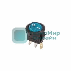 Выключатель клавишный Rexant круглый 250V 3А (3с) ON-OFF синий с подсветкой Micro