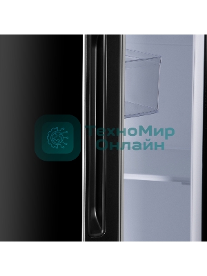 Холодильник Hyundai CS6503FV черное стекло двухкамерный 407/205л морозилка сбоку, No Frost, Side by Side