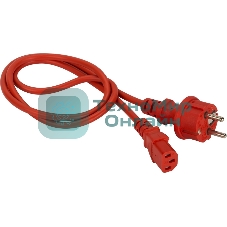 Шнур питания Lanmaster C13-Schuko прямая, 3х0.75, 220В, 10А, красный, 1 метр