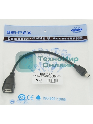 Кабель USB Behpex OTG USB(f)/miniUSB (0.2м)