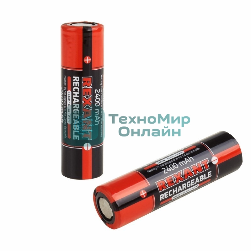 Аккумулятор Rexant 18650 unprotected Li-ion 2400 mAh 3.7 В