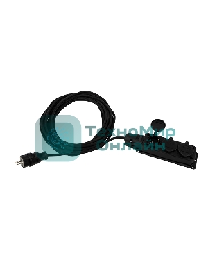 Удлинитель-шнур Rexant КГ 3х1.5, 10 м, 3 гнезда, морозостойкий, с/з, 16 А, 3500 Вт, IP44 (Сделано в России)