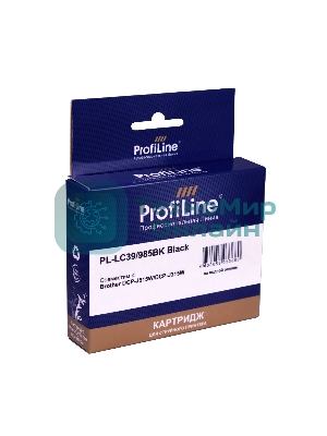Картридж струйный ProfiLine PL-LC39/985BK для принтеров Brother DCP-J125/DCP-J315W/DCP-J515W/MFC-J220/MFC-J265W/MFC-J410/MFC-J415W с чернилами Black
