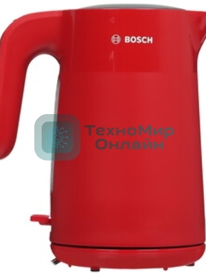 Электрочайник Bosch TWK2M164 красный, 1.7 л, 2400 Вт, скрытый нагревательный элемент