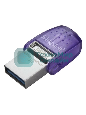 Флешка USB Kingston DataTraveler microDuo 3C (DTDUO3CG3/128Gb), 128Gb, USB 3.2 Gen 1/Type-C, R/W 200/15, фиолетовый