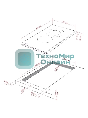 Варочная панель Monsher MHE 35 High-Tech, Hi-Light, 30 см, 2 конфорки, 9 уровней мощности, слайдерное управление, автоматическое отключение, индикация остаточного тепла, пауза, таймер, черный