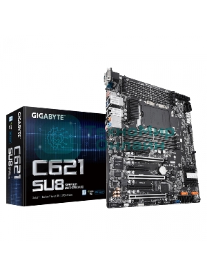 Материнская плата GA-C621-SU8 Intel C621 motherboard with LGA 3647 Socket P, 6-Channel DDR4 RDIMM/LRDIMM 8 x DIMMs, Aspeed® AST2500 BMC, Dual M.2, Dual Intel® Server GbE LAN, 3 PCIe x16 slots and 3 PCIe x8 slots for multi cards RTL