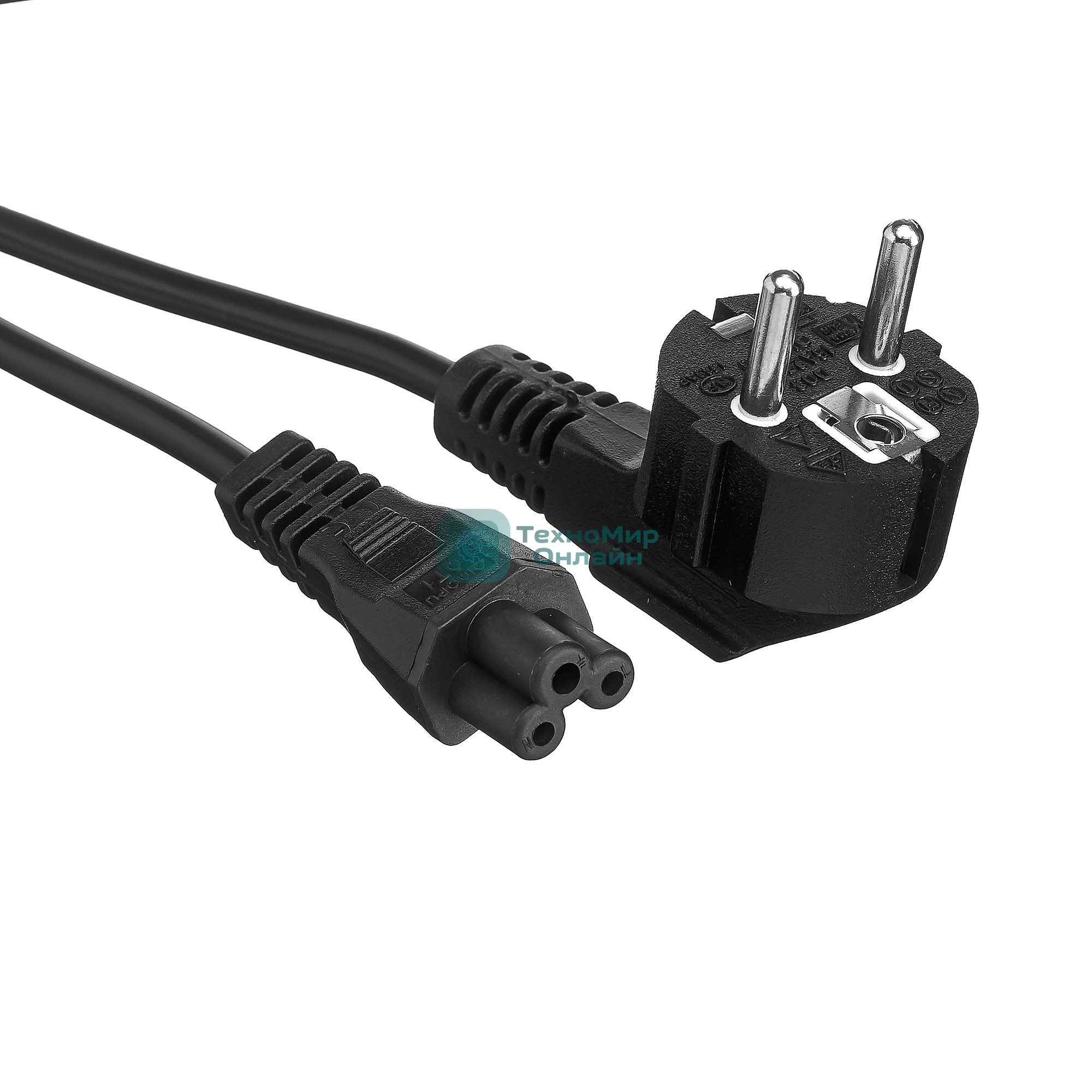Кабель питания ноутбуков ExeGate Special PC5-1,8S (Евровилка Schuko->С5) 3*0.75мм2, ССА, черный, 1.8м.