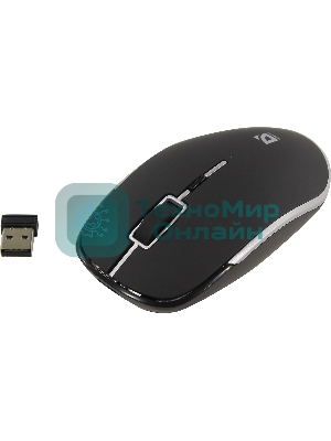 Мышь беспроводная Defender Hit MB-775 черный, 1600 dpi, радиоканал, USB, кнопки - 4
