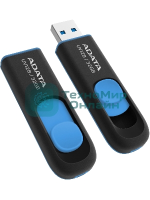 Флешка USB ADATA UV128 (AUV128-32G-RBE), 32Gb, USB 3.0, R/W 100/30, черный/синий