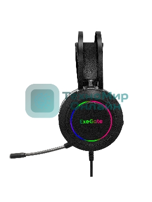 Гарнитура Exegate Cosmos HS-702GL чёрный, проводная, USB, виртуальный звук 7.1, подсветка