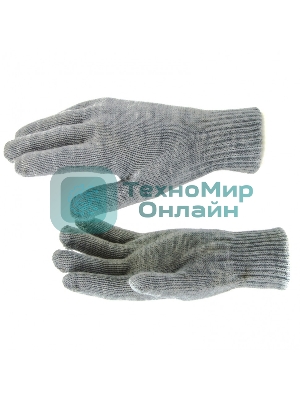 Перчатки трикотажные Сибртех, акрил, двойные, серая туча, двойная манжета