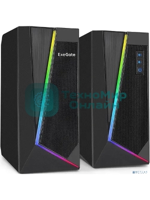 Акустическая система 2.0 ExeGate EX289688RUS Accord 240 (питание USB, 2х3Вт (6Вт RMS), 60-20000Гц, черный, RGb подсветка)