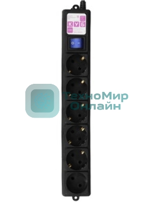 Фильтр-удлинитель PC 3 м 6 р, черный 16А, SPG6-B2
