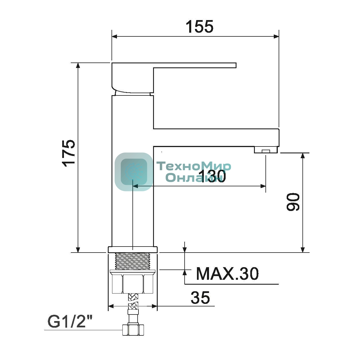 SL144-001F Смеситель для умывальника, Ø35