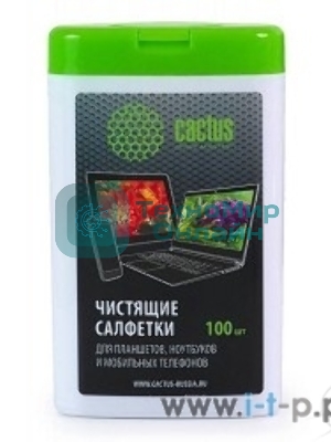 Салфетки Cactus CS-T1005 Туба с чистящими салфетками для планшетов, ноутбуков и моб.телефонов,100 шт