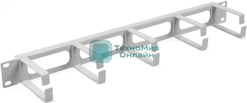 Организатор кабельный горизонтальный NTSS, крепление 19 1U с окошками, 5 колец глубиной 65мм, металл, серый RAL 7035