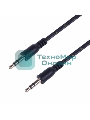 Аудиокабель AUX Rexant 3.5 мм в тканевой оплетке 1 м черный