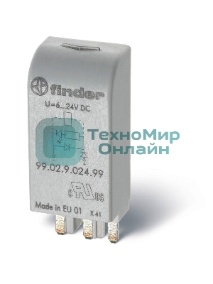 Модуль индикации и защиты LED + диод (+ A1) 6...24В DC зел. FINDER 9902902499