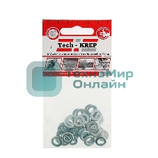 Шайба плоская М6 цинк. DIN 125 (уп.40шт) пакет Tech-Krep 103044
