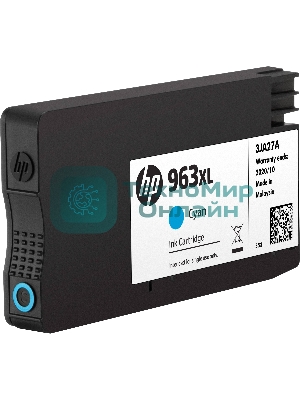 Картридж струйный HP 963XL 3JA27AE голубой увеличенной емкости (1600 стр) для HP OfficeJet Pro 9010, 9013, 9020, 9023
