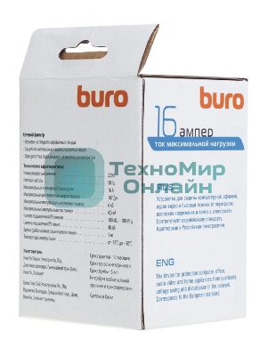 Сетевой фильтр Buro 100SH-W (1 розетка) белый, коробка