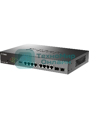 Коммутатор сетевой Smart L2 Surveillance Switch 8х1000Base-T PoE, 2x1000Base-X SFP, PoE Budget 130W, Long-range PoE up to 250m